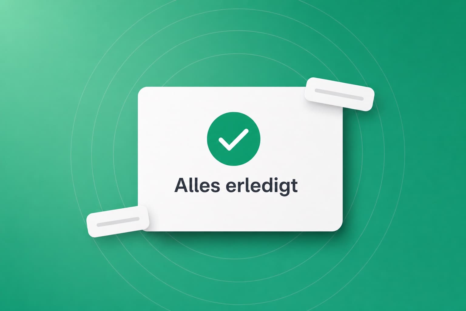 Alles erledigt, als Illustration im Markengrün